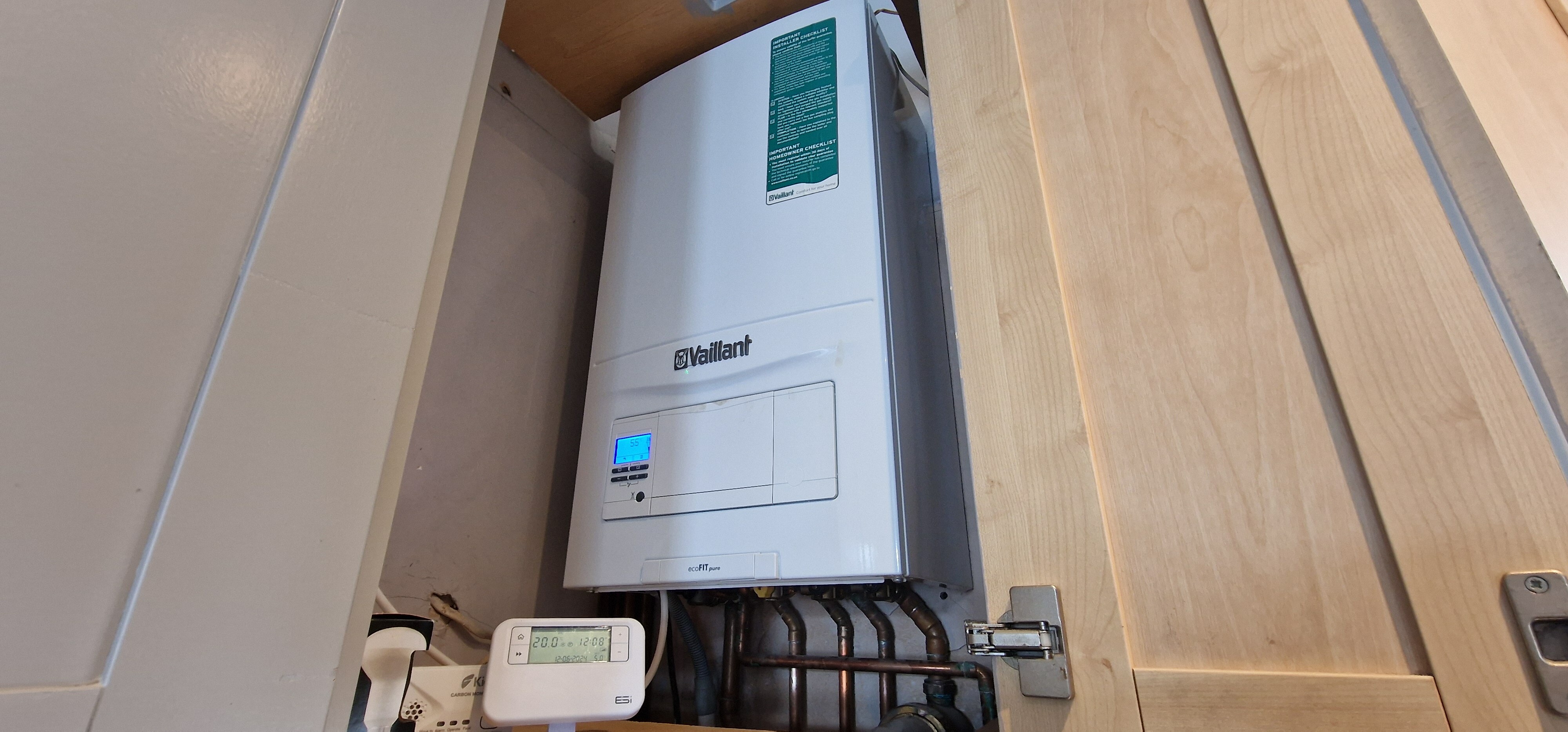 New combi boiler installation in a boiler room for a landlord’s property.